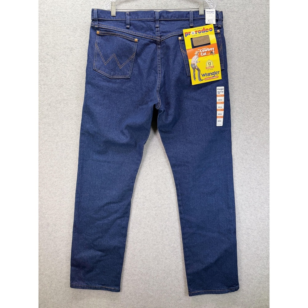 Wrangler Cowboy Cut 13MWZ Jeans Mens 38x34 Blue Regular Bootcut Western Denim - Picture 5 of 7